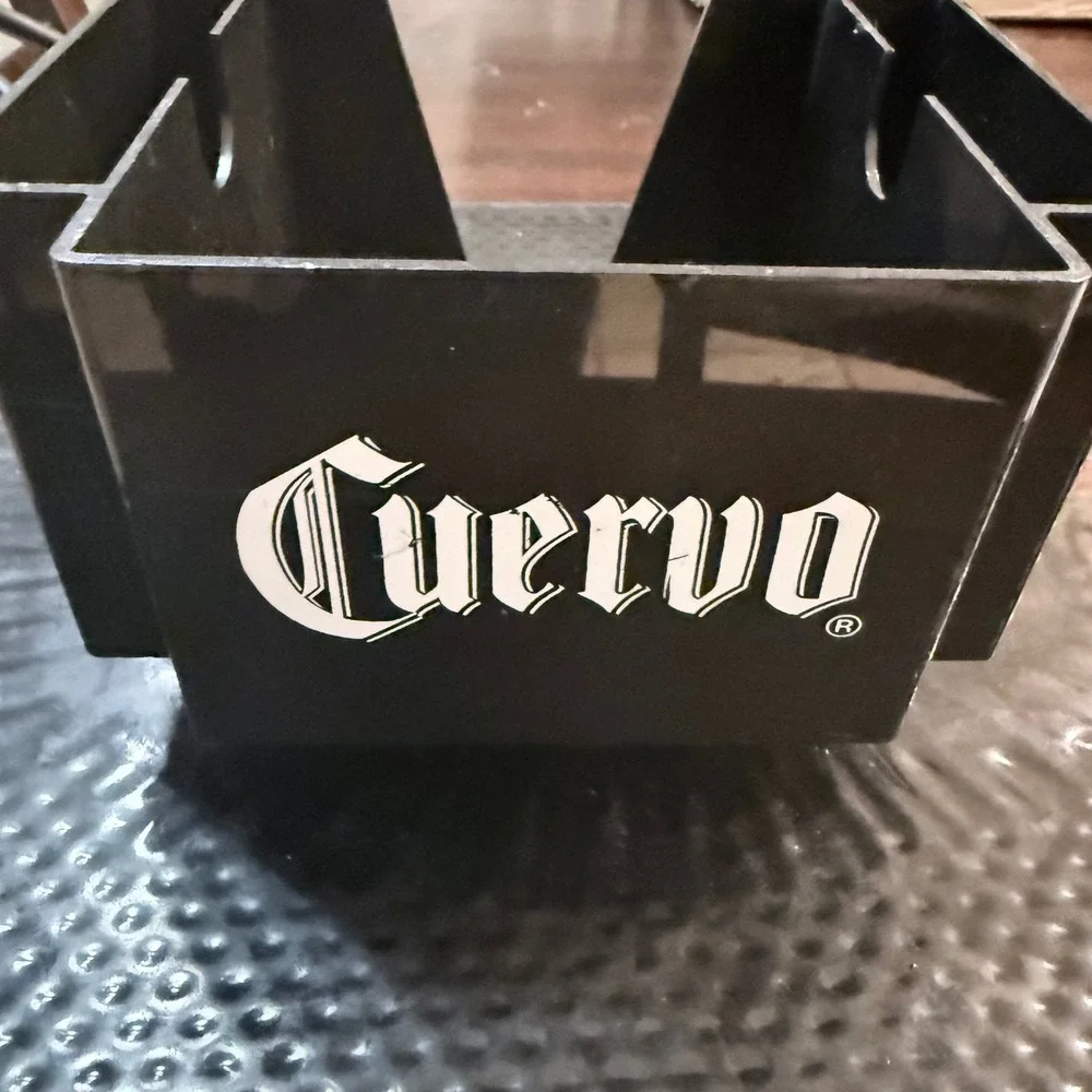 Cuervo Beer Bar Caddy Condiment Organizer Napkin Straw Holder Black